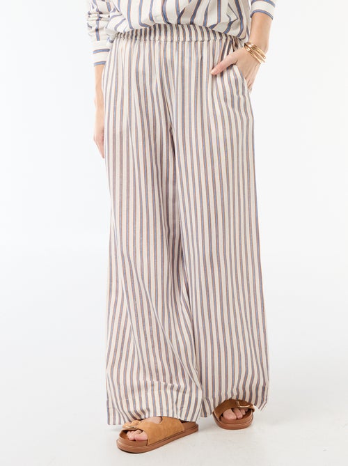 Linen Blend Palazzo Trousers - Kiabi