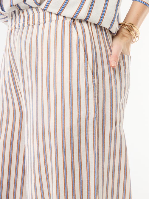 Linen Blend Palazzo Trousers - Kiabi