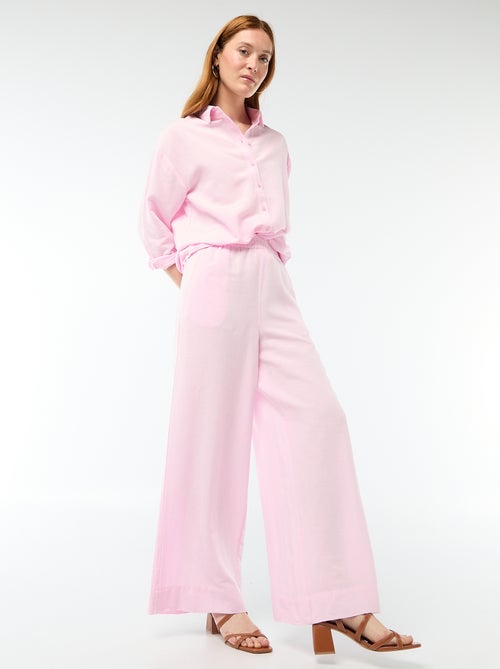 Linen Blend Palazzo Trousers - Kiabi