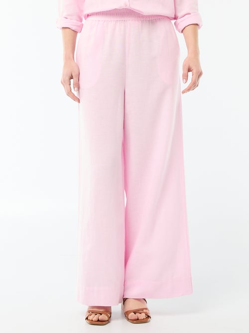 Linen Blend Palazzo Trousers - Kiabi