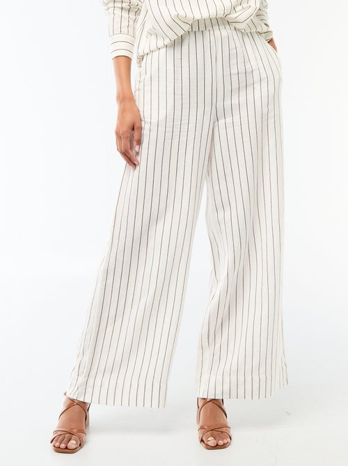 Linen Blend Palazzo Trousers - Kiabi