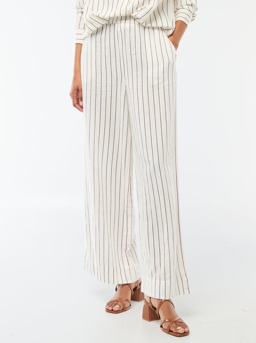 Linen Blend Palazzo Trousers - Kiabi