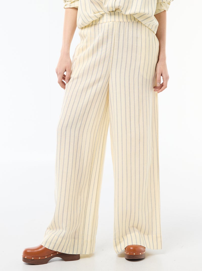 Linen Blend Palazzo Trousers Yellow - Kiabi