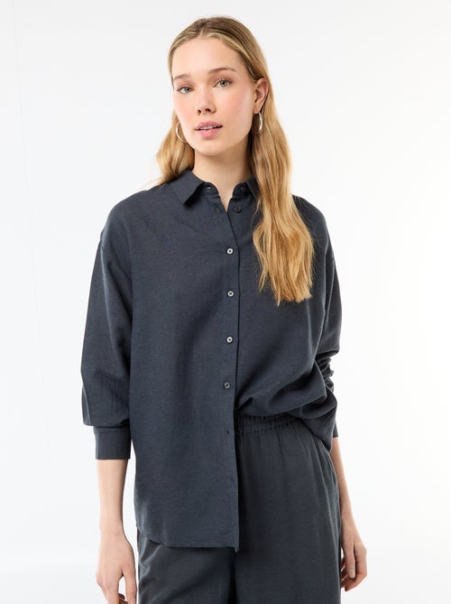 Linen Blend Shirt - Kiabi Linen Blend Shirt - Kiabi