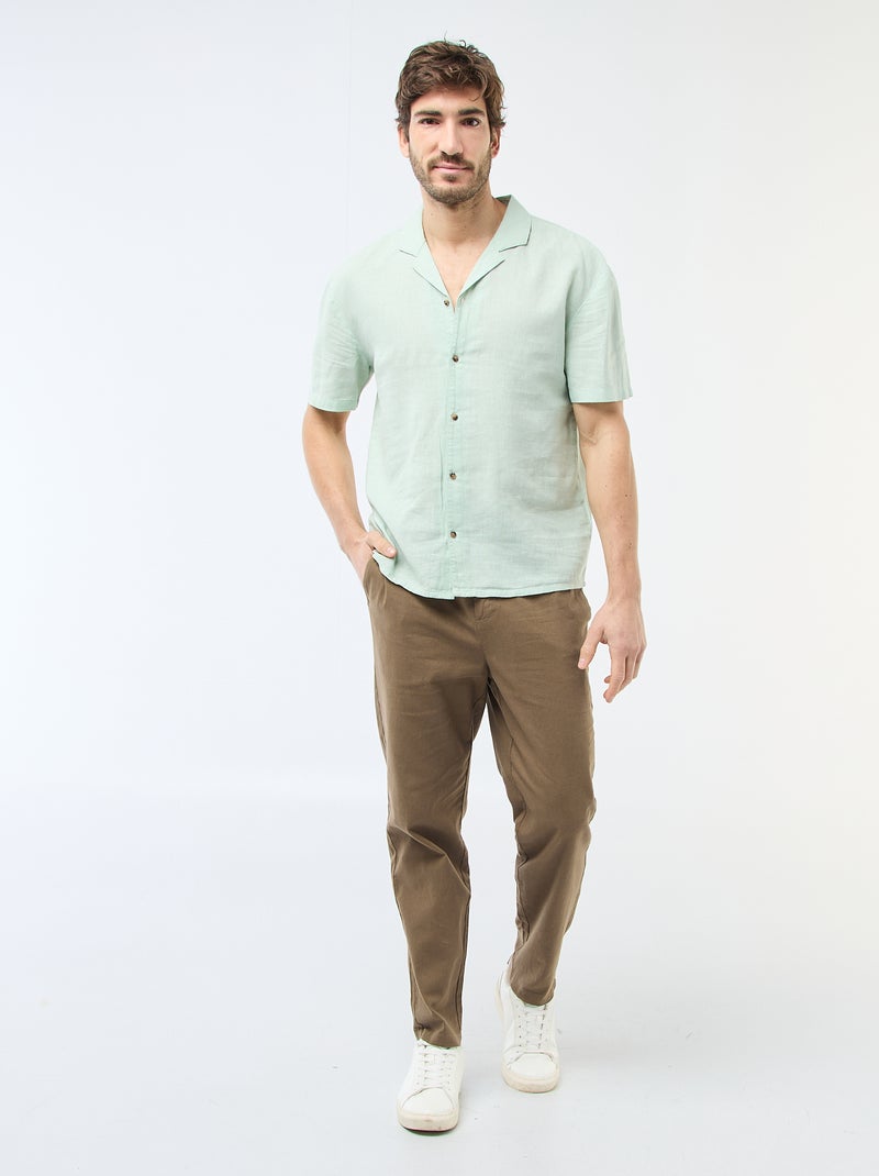 Linen Blend Shirt Green - Kiabi