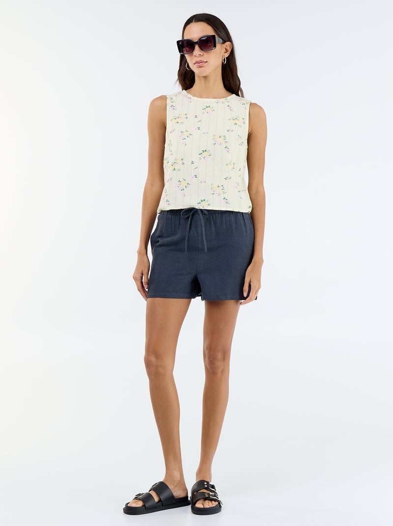 Linen blend shorts Blue - Kiabi