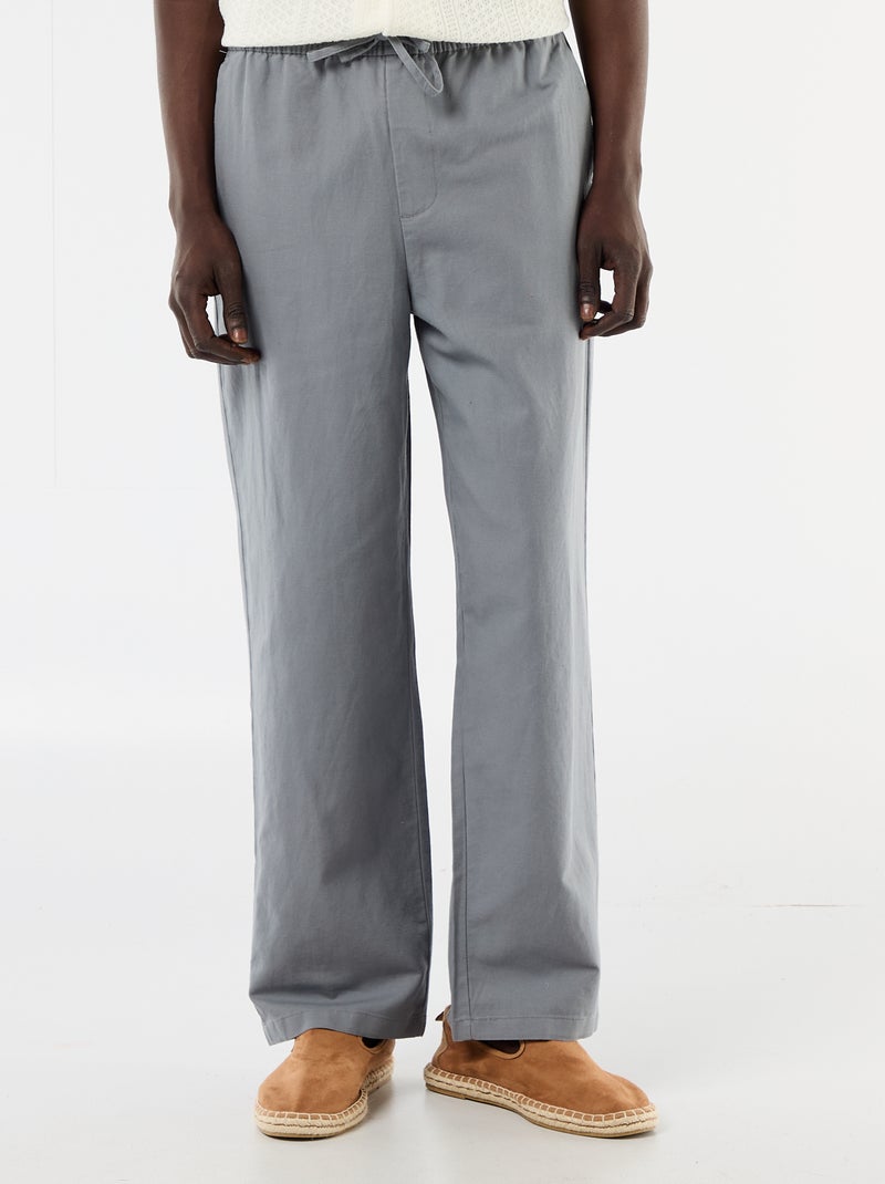 Linen Blend Trousers Grey - Kiabi