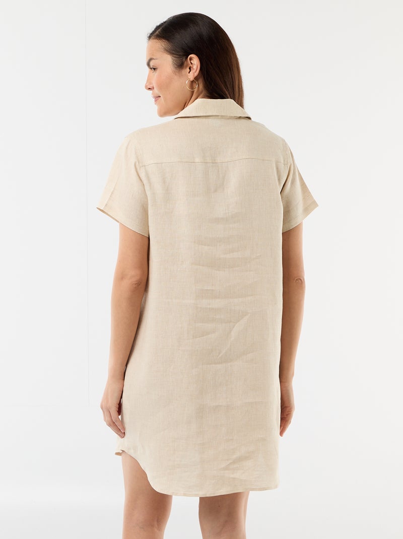 Linen Maternity Dress Beige - Kiabi