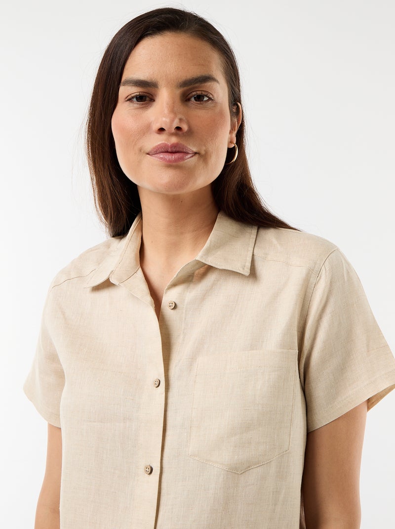 Linen Maternity Dress Beige - Kiabi