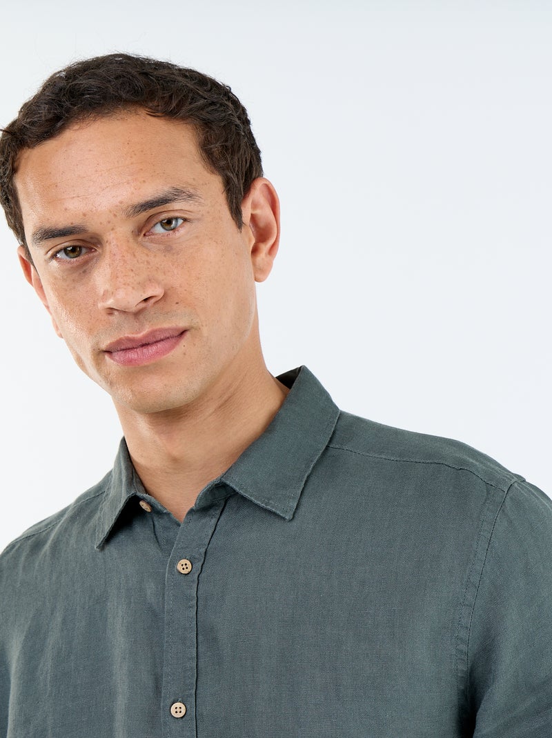 Linen Shirt Khaki - Kiabi