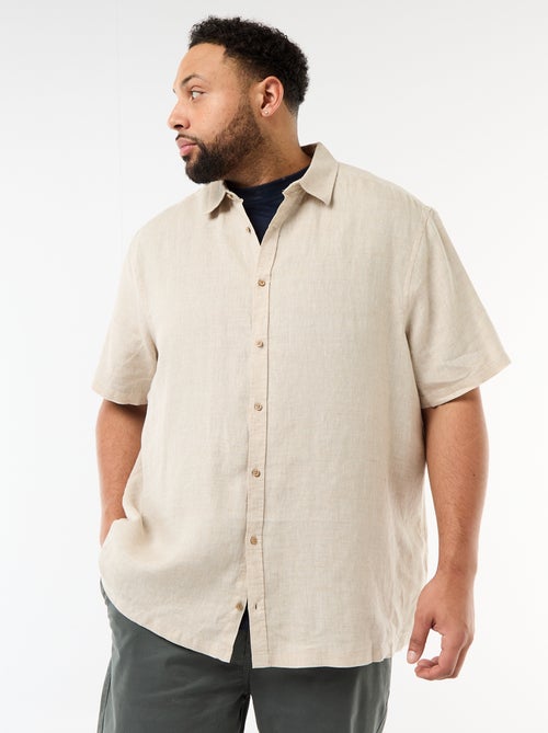 Linen short-sleeved shirt - Kiabi Linen short-sleeved shirt - Kiabi