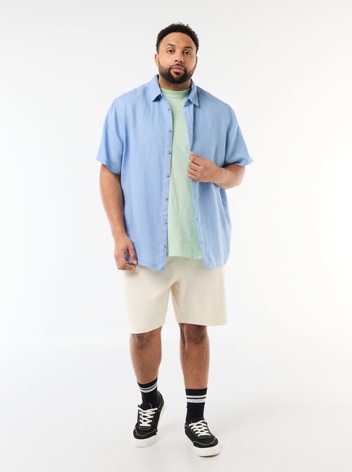 Linen short-sleeved shirt - Kiabi Linen short-sleeved shirt - Kiabi