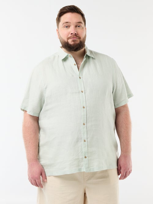 Linen short-sleeved shirt - Kiabi
