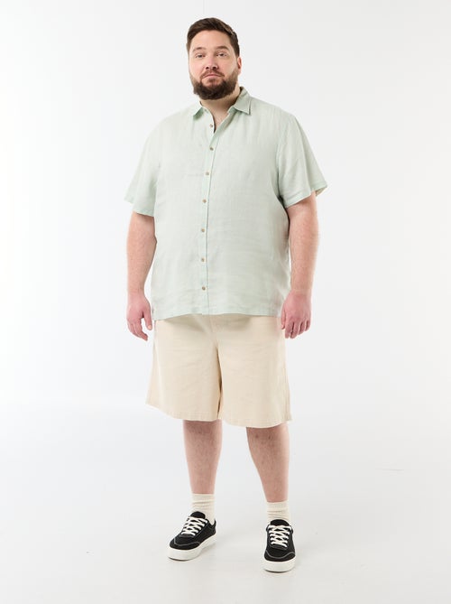 Linen short-sleeved shirt - Kiabi