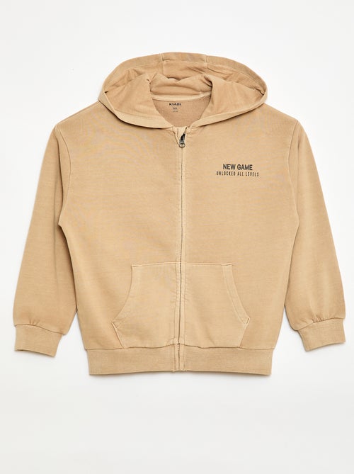 Lockere Kapuzen-Sweatjacke aus Baumwolle mit Rückenmotiv - Kiabi