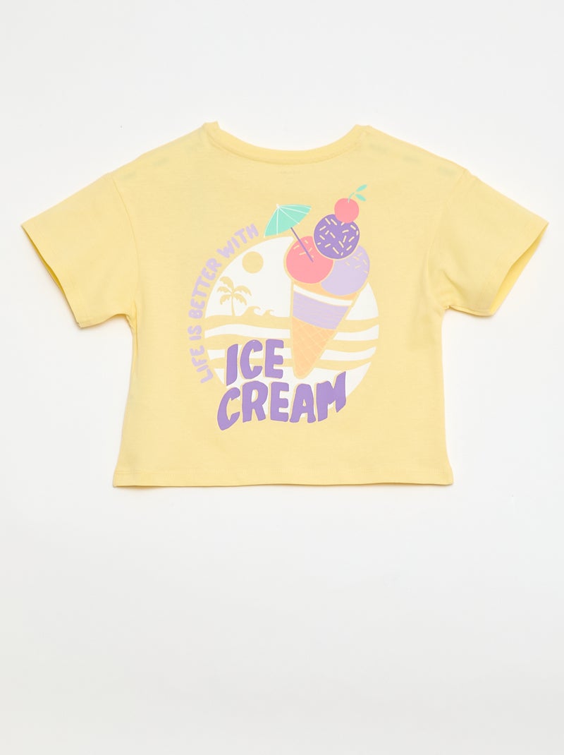 Lockeres T-Shirt mit Rücken- und Brustprint GELB - Kiabi