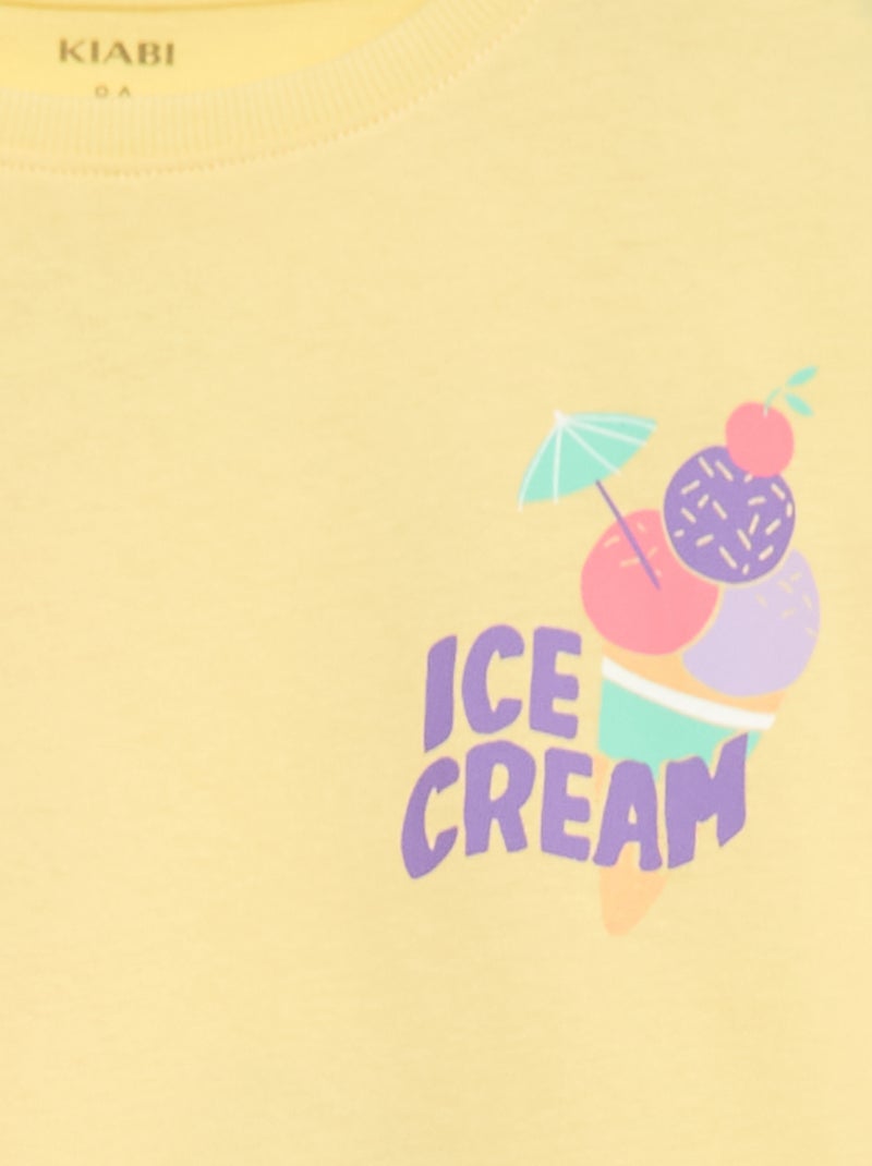 Lockeres T-Shirt mit Rücken- und Brustprint GELB - Kiabi