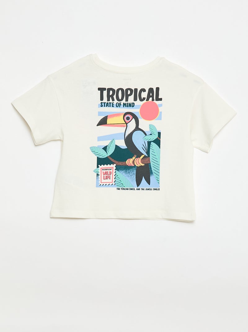 Lockeres T-Shirt mit Rücken- und Brustprint Weiß - Kiabi