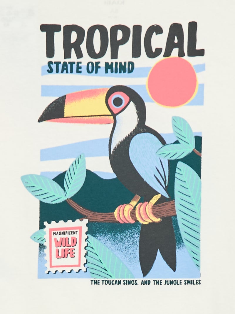 Lockeres T-Shirt mit Rücken- und Brustprint Weiß - Kiabi