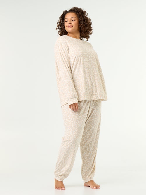 Long 2-piece printed fleece pajama set - Kiabi Long 2-piece printed fleece pajama set - Kiabi