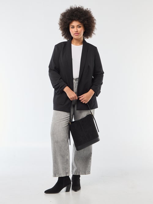 Long Blazer Jacket with Rolled-Up Effect Sleeves - Kiabi