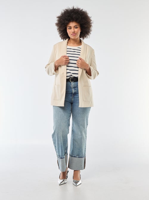 Long Blazer Jacket with Rolled-Up Sleeve Effect - Kiabi