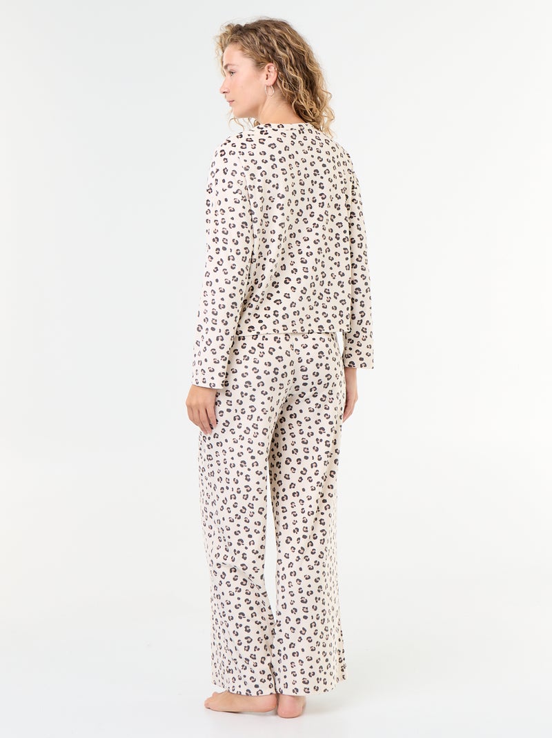 Long corduroy pyjamas - 2 pieces White - Kiabi