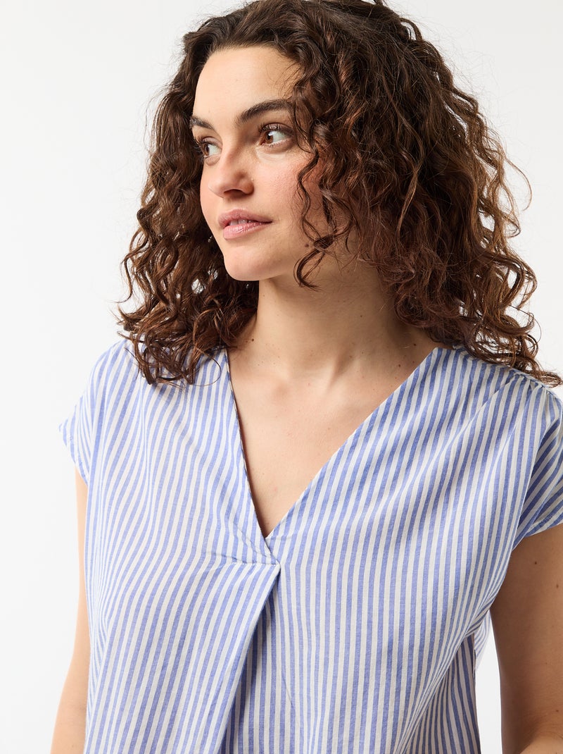 Long cotton voile nightdress Blue - Kiabi