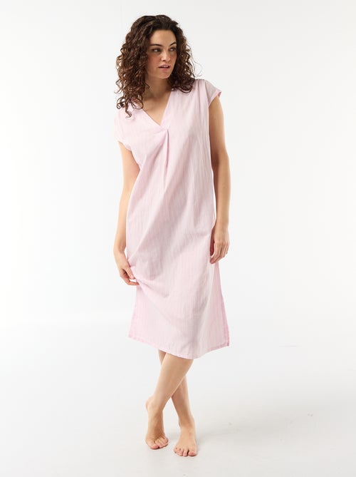 Long cotton voile nightdress - Kiabi