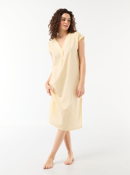 Long cotton voile nightdress - Kiabi
