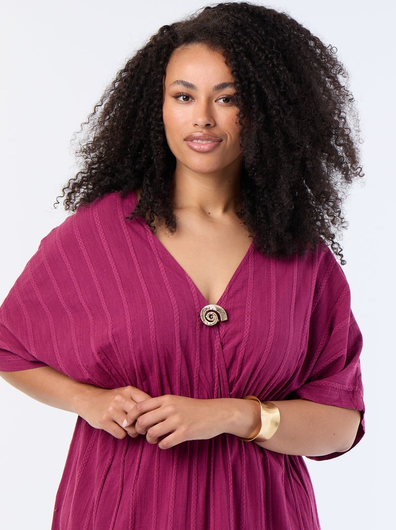 Long crossover-neck dress with decorative jewel Purple - Kiabi