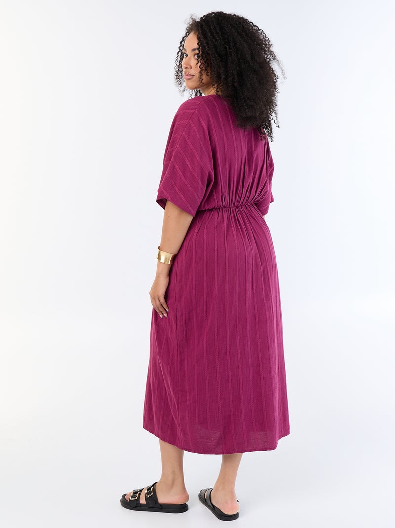 Long crossover-neck dress with decorative jewel Purple - Kiabi