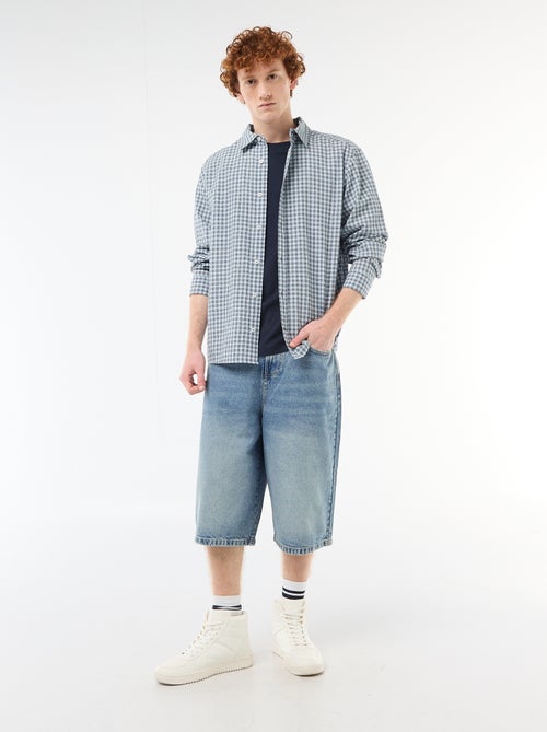 Long Denim Bermuda Shorts in Cotton - Kiabi