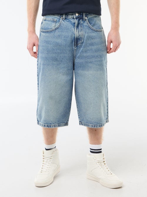 Long Denim Bermuda Shorts in Cotton - Kiabi