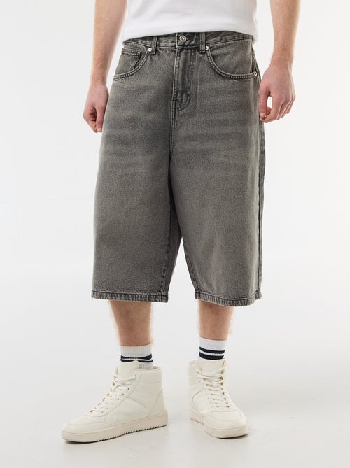Long Denim Bermuda Shorts in Cotton - Kiabi