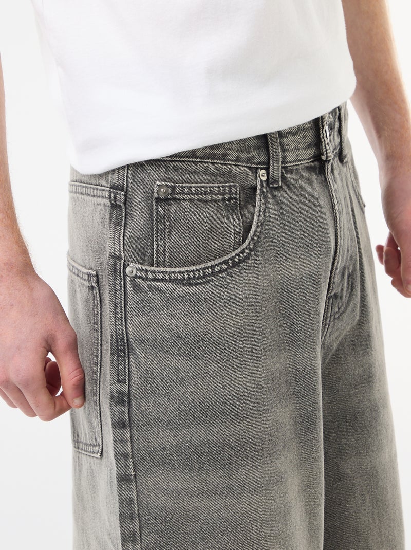 Long Denim Bermuda Shorts in Cotton Grey - Kiabi