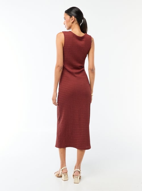 Long Draped and Textured Knit Dress - Kiabi