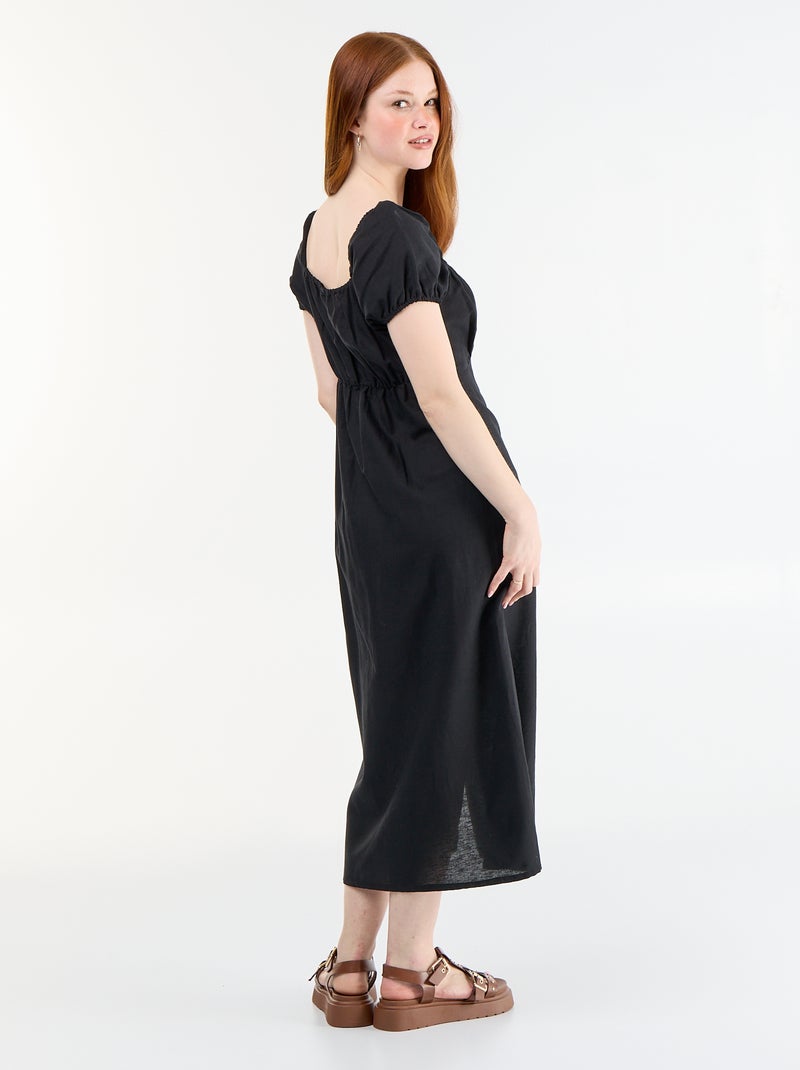 Long dress with Bardot neckline Black - Kiabi