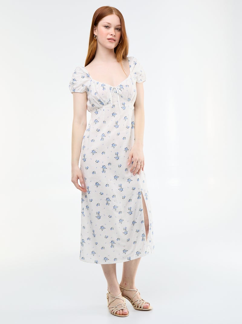 Long dress with Bardot neckline White - Kiabi