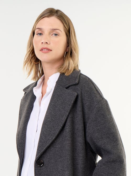 Long Faux Wool Tailored Collar Coat - Kiabi Long Faux Wool Tailored Collar Coat - Kiabi