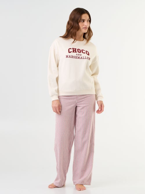 Long fleece top + wide-leg trousers pyjama set - 2 pieces - Kiabi