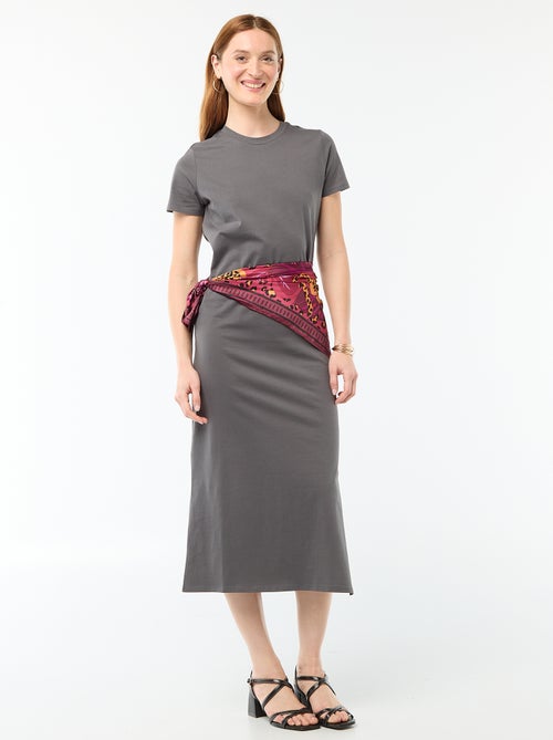 Long jersey dress with short sleeves - Kiabi
