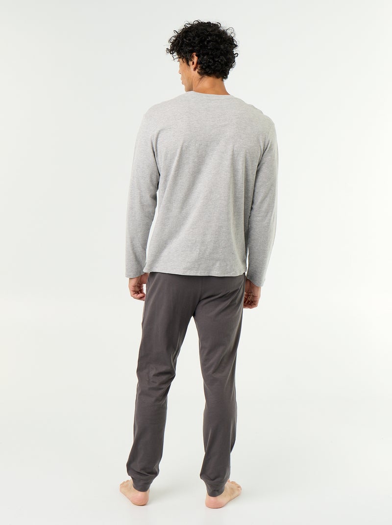 Long jersey pajama set - 2 pieces Grey - Kiabi