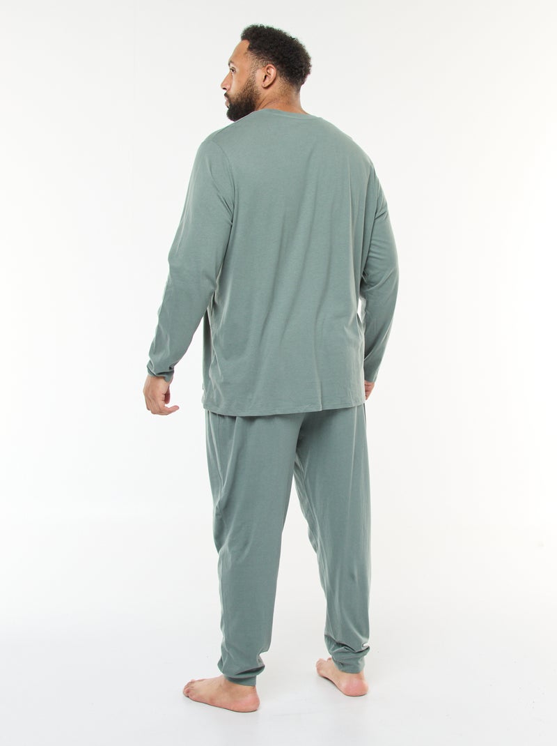 Long Jersey Pyjama Set - T-shirt + Trousers - 2 pieces Green - Kiabi