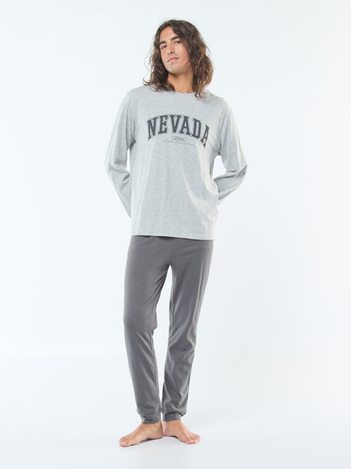 Long jersey T-shirt and trousers pyjama set - 2-piece set - Kiabi