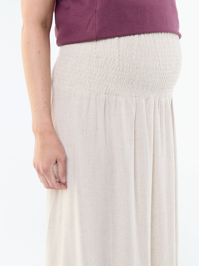 Long linen maternity skirt Beige - Kiabi