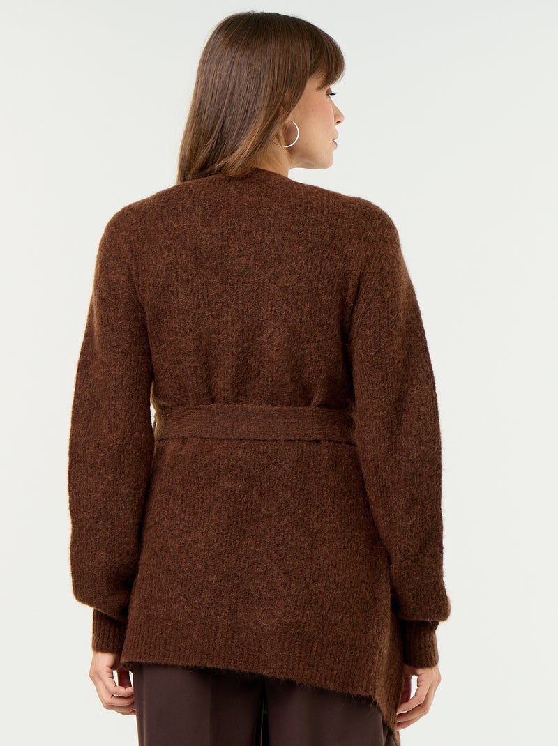 Long maternity cardigan in mohair blend Brown - Kiabi