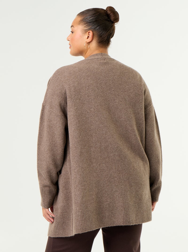 Long Open Cardigan Brown - Kiabi