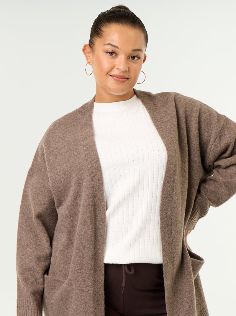 Long Open Cardigan Brown - Kiabi