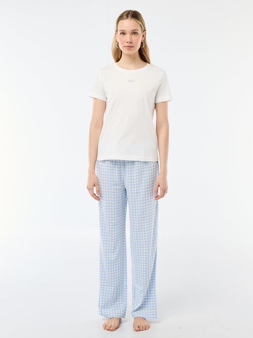 Long Pajama Set T-shirt + Plaid Pants - 2 pieces - Kiabi